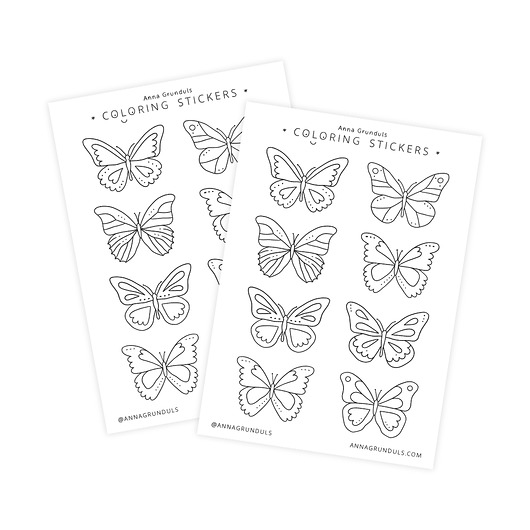 naklejki dla dzieci Naklejki do Kolorowania Motyle Motylki 1 Arkusz