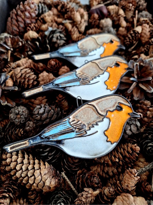 figurki i rzeźby Ceramiczny ptak 3 sztuki dekoracja ścienna