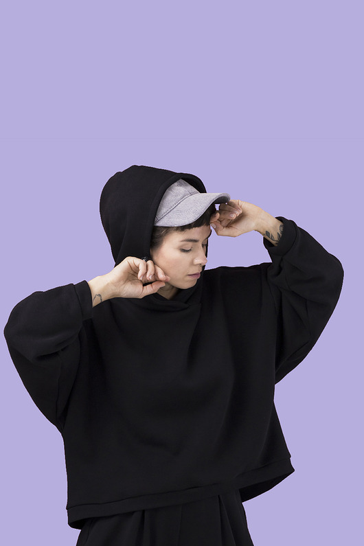 bluza z kapturem damska Bluza Oversize Czarna