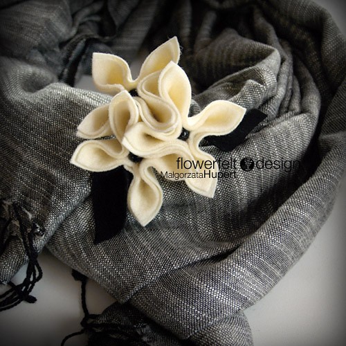 ecru with black FlowerFelt Design