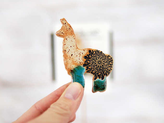 magnesy Ceramiczna lama - magnes, ozdoba na lodówkę