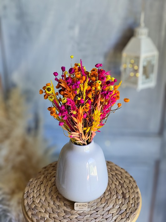 dodatki - różne Kolorowy bukiet z suszonych kwiatów, Kompozycja do wazonu