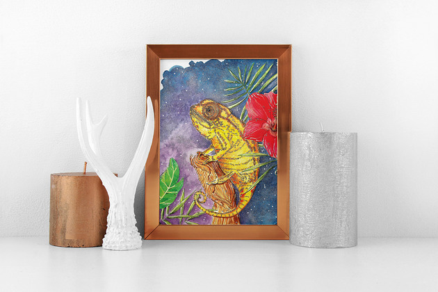 Wydruk Plakat  ilustracja Kameleon Arty arty