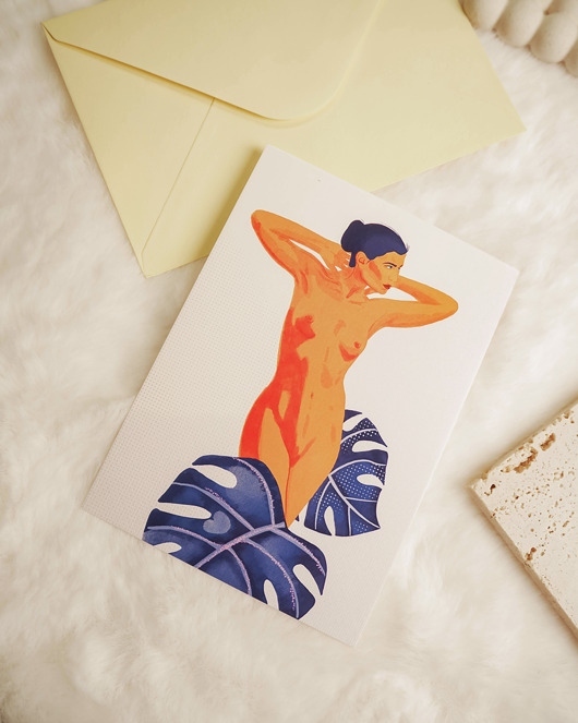 grafiki i ilustracje Pocztówka Ilustracja  Kobieta z Kwiatem