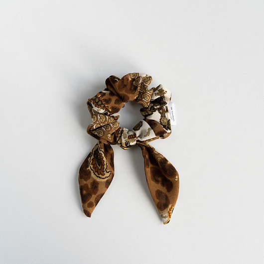 Scrunchie BROWN PATTERN wu handmade