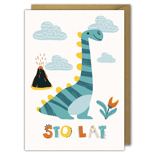 kartki okolicznościowe - wydruki Kartka urodzinowa, Dinozaur, Sto Lat