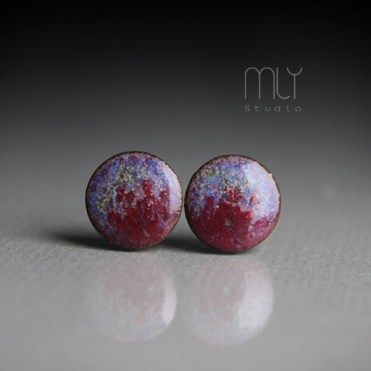 kolczyki ceramiczne Wrzosowe 9mm/stal chirurgiczna/