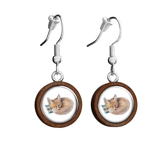 kolczyki drewniane Kolczyki drewniane - Lisek - wiszące