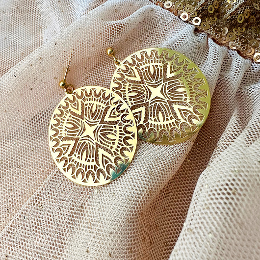 kolczyki pozłacane Duże kolczyki rozety, złote wiszące koła