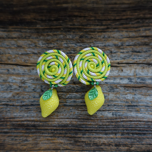 kolczyki soutache Cytrynki- letnie kolczyki soutache