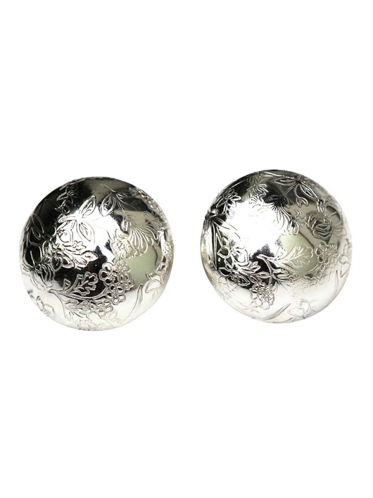 kolczyki srebrne Duże kolczyki - klipsy z kwiatową fakturą