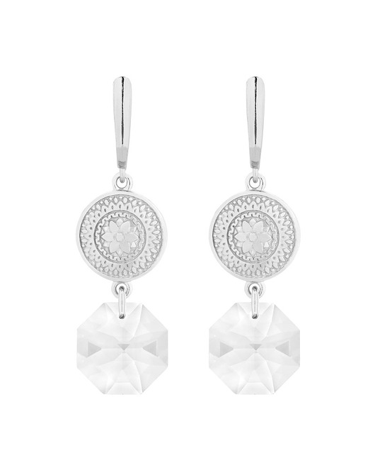 kolczyki swarovski Srebrne kolczyki z medalionami i SWAROVSKICRYSTAL