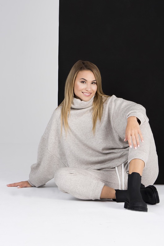 Wygodny komplet z dzianiny beżowy Blush Love
