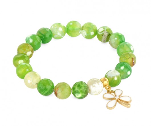 Green turtle agate with flower pendant. Lavoga