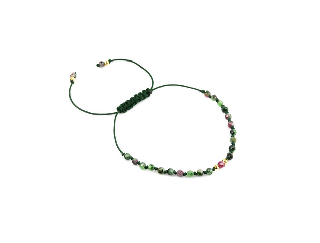 Bransoletka Rubin i Zoizyt Sznurek złoto Brazi Druse Jewelry
