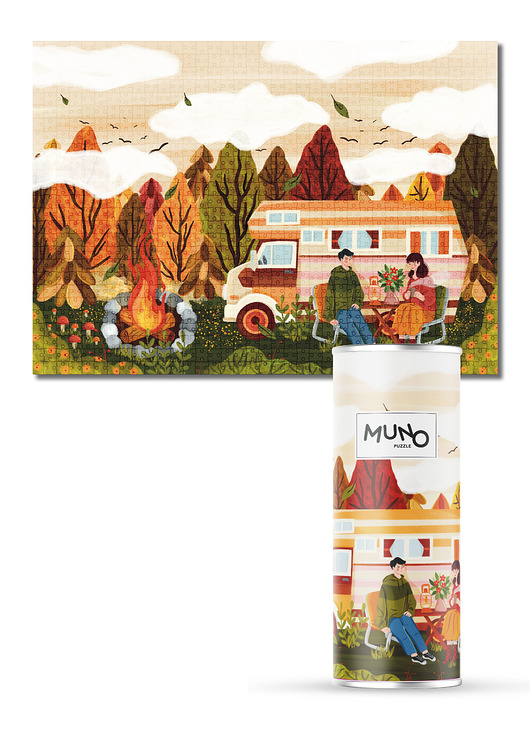 puzzle dla dzieci Muno Puzzle Jesienny Chill Camper by Katarzyna Bednarska 1000 el. w ozdobnej 