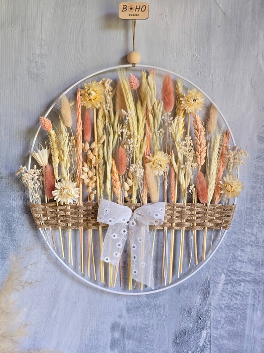 Ozdoby na ścianę Wyjątkowy prezent dla Babci - dekoracja na ścianę z suszonymi kwiatami