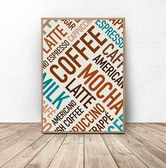 plakaty Plakat z kolorowymi napisami "Coffee"