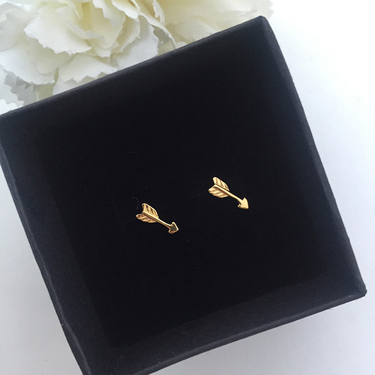 Złote kolczyki strzałki srebro,  arrow earrings Anemon Atelier