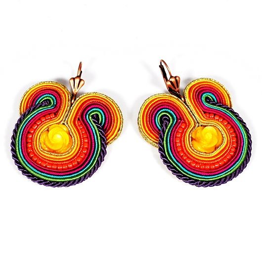kolczyki soutache Sutaszowe kolczyki YELLOW CORAL