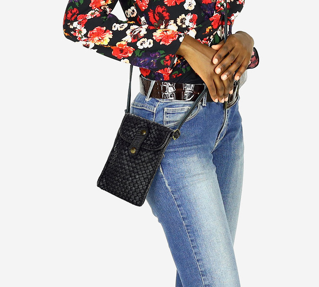 torebki mini Mini torebka na telefon etui smartfon - MARCO MAZZINI czarna