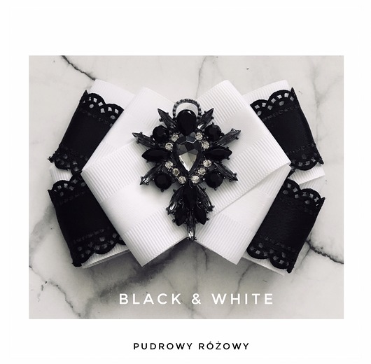 broszki Brosza Black & White Z koronkowym kryształem NEW
