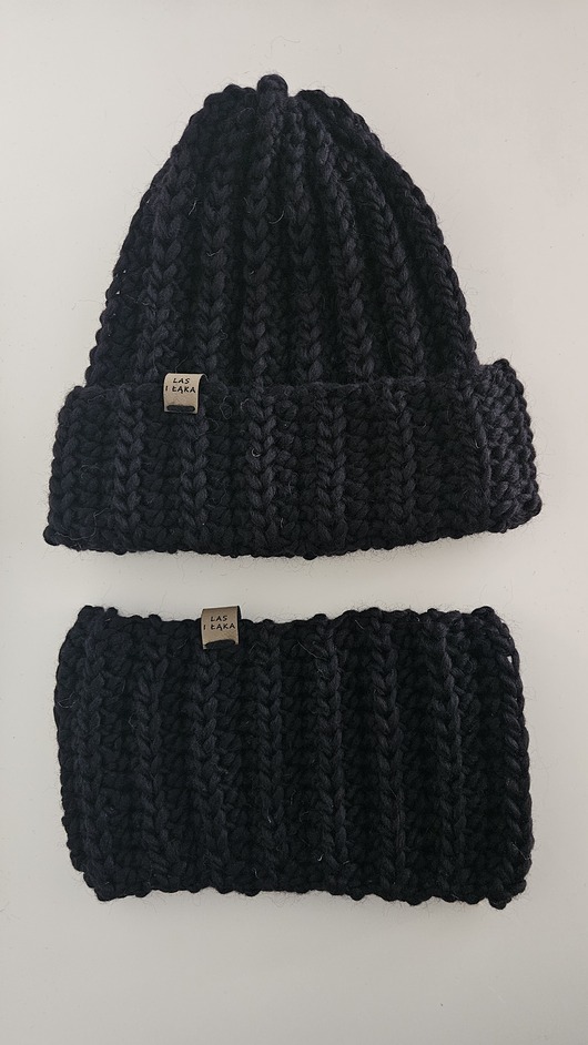 czapki damskie Czarny Komplet wełniany