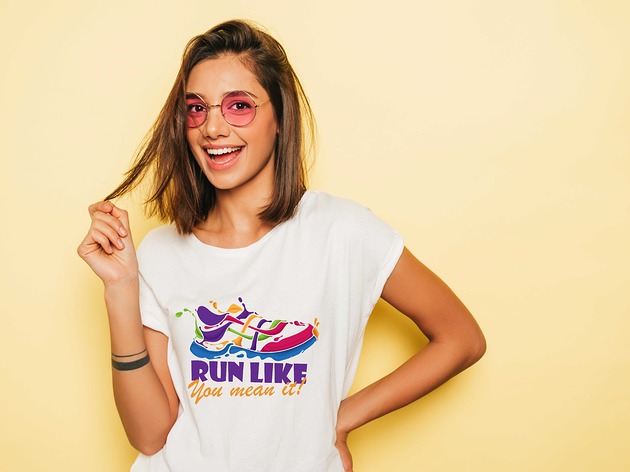 t-shirt damskie Koszulka damska oversize Run like