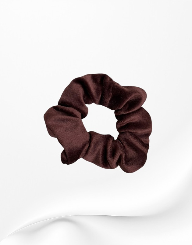 gumki do włosów Gumka frotka scrunchie midi welurowa brązowa