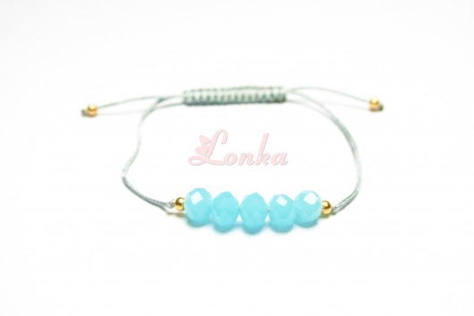 Bransoletka szary sznurek + kryształki Lonka Jewelry