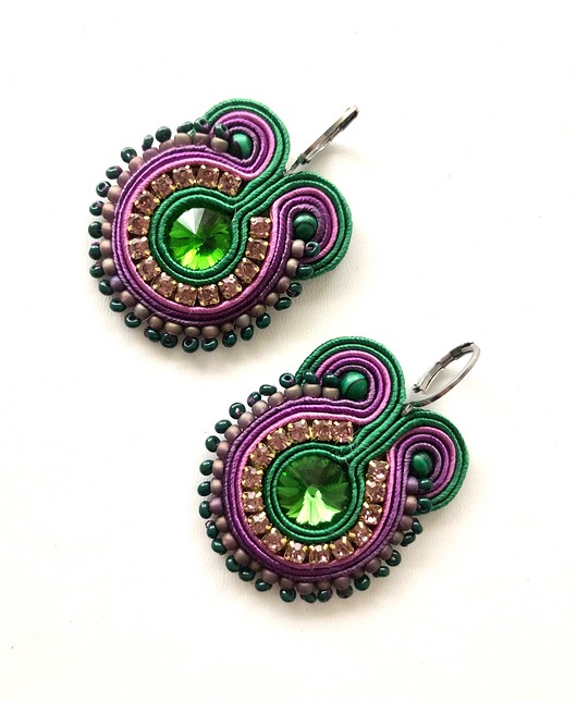 kolczyki soutache Sutaszowe kolczyki GREEN&VIOLET _ EXPRESS