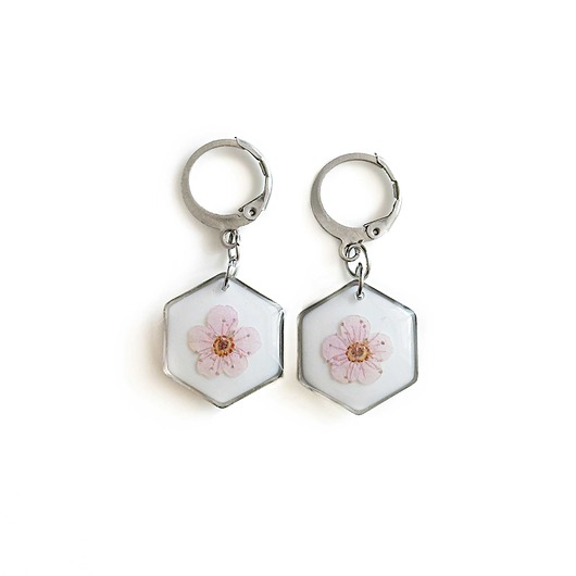 kolczyki z żywicy Kolczyki z kwiatami, prezent urodzinowy