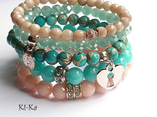 Zamówienie. Turquoise and nude set  KiKa pracownia