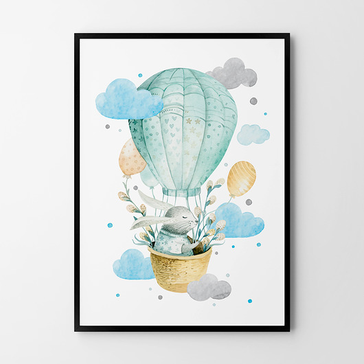 Plakat - Odlotowy zajączek turkusowy plakaty do pokoju dziecka HOG STUDIO