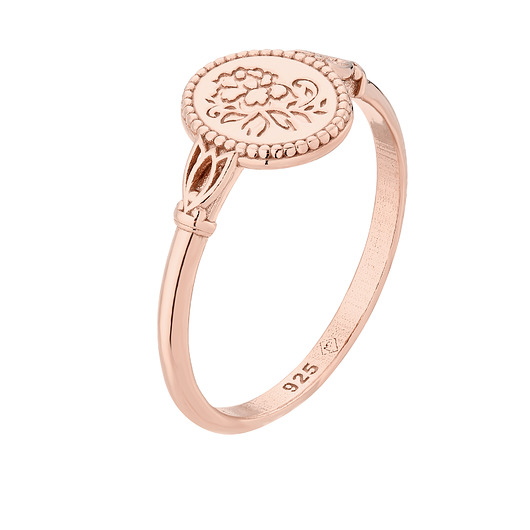pierścionki złote Pierścionek zdobiony różą z różowego złota