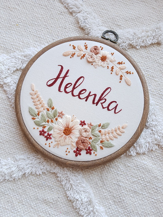 dodatki - różne Haftowana BOHO METRYCZKA dla dziewczynki - tamborek, prezent na roczek, chrzest