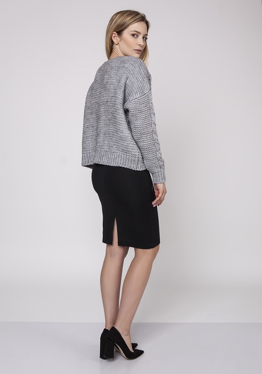 Sweter bez zapięcia, SWE150 szary MKM MKMswetry