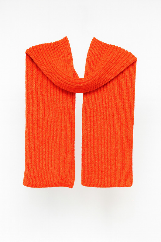 szale damskie PUCHACZ Pomarańczowy - duży mięsisty szalik z wełny merino i bawełny