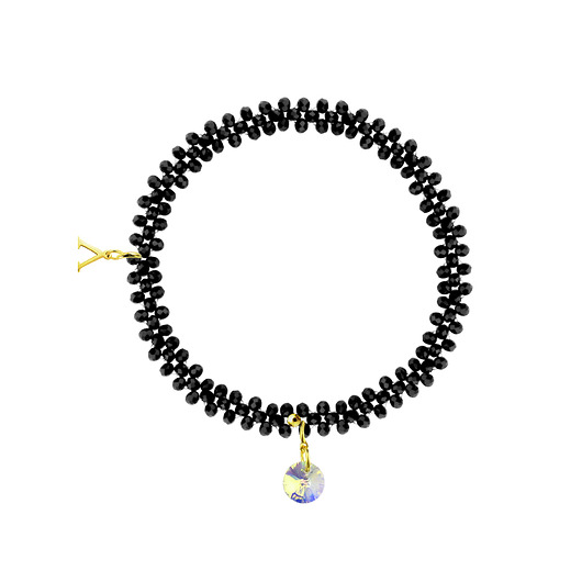 bransoletki ze szkła Bransoletka potrójna Swarovski Black 3
