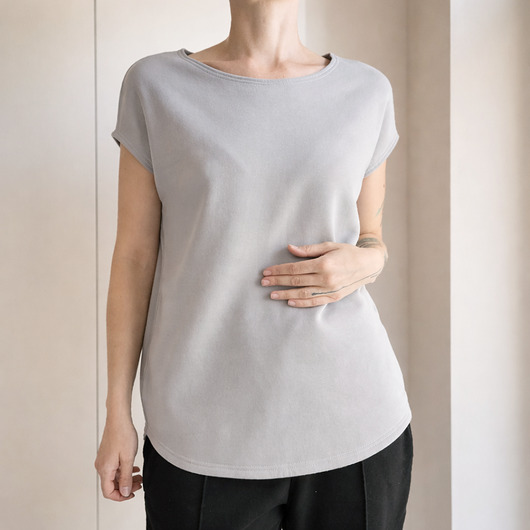 topy damskie Gruby Jasnoszary Gładki Bezrękawnik