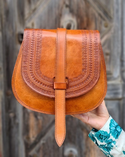 torby na ramię Torebka skórzana ręcznie robiona góralska Rosa na ramię wzory