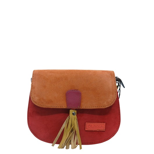 torby na ramię Torebka listonoszka zamszowa damska regulowany pasek kolorowa OLIVKA