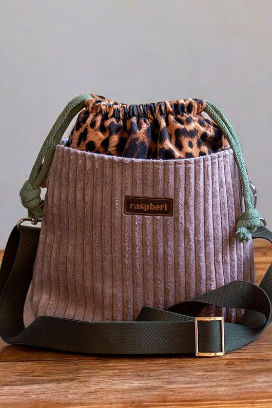 torebki mini Listonoszka z kominem sztruks panterka