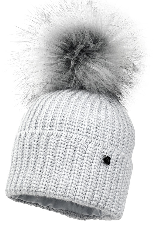 czapki dziecięce Chłopięca czapka na zimę COLD z pomponem jasny popiel