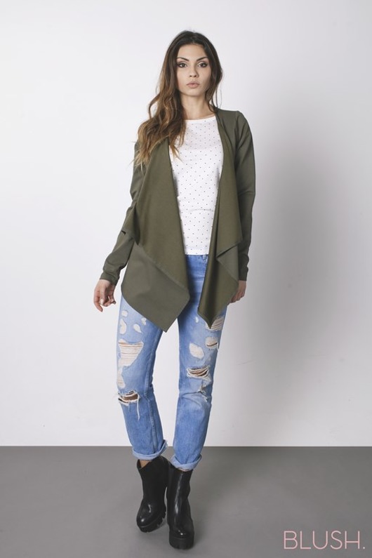 Khaki dresowa narzutka w miejskim stylu Ablush