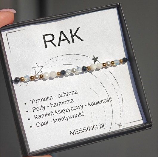 bransoletki z kamieni naturalnych RAK bransoletka zodiakalna na gumce