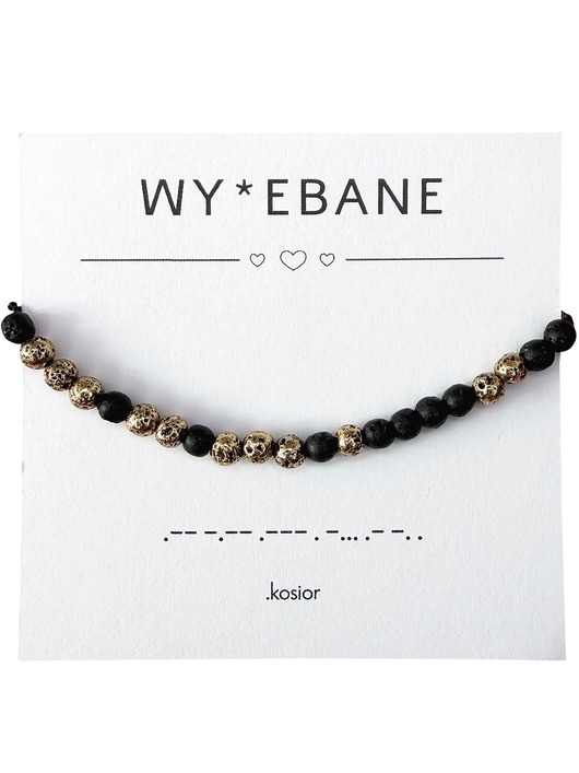 bransoletki na sznurku Bransoletka prezent - WYJEBANE - Lawa wulkaniczna - dystans - UNISEX