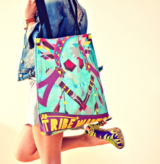 Tribe Warrior turquoise tote bag DONT NEED NO SAMURAI