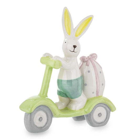 ozdoby wielkanocne Dekoracja - króliczek na hulajnodze 19x6,5x15 cm z pisanką