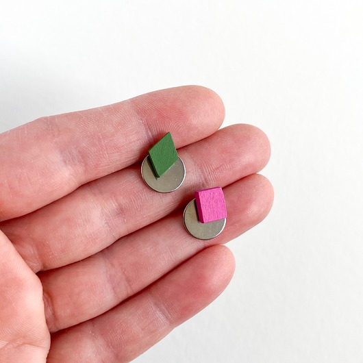 kolczyki drewniane Kolczyki Mini z blaszką